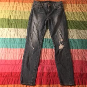 J Brand Mid Rise Skinny Distressed Capri Crop Jeans Pulse Wash Sz 26 A2519